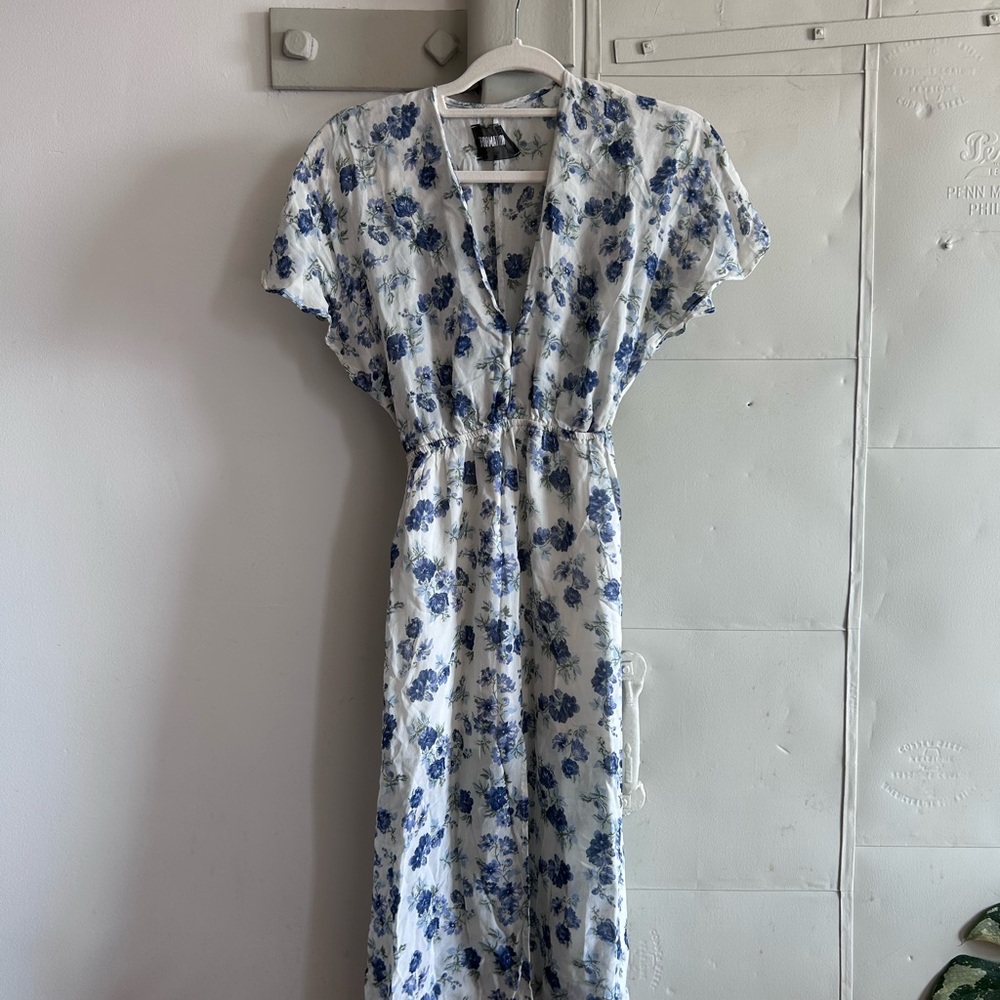 Reformation Blue and White Floral Midi Dress